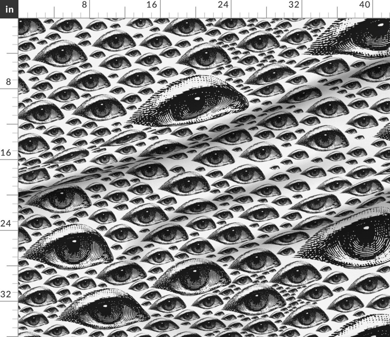 Various Fabrics by the Yard or Fat Quarter Eye Black White Graphic Pop Art Century Eyes Goth Victorian Sketch Custom Printed Fabric by Spoonflower